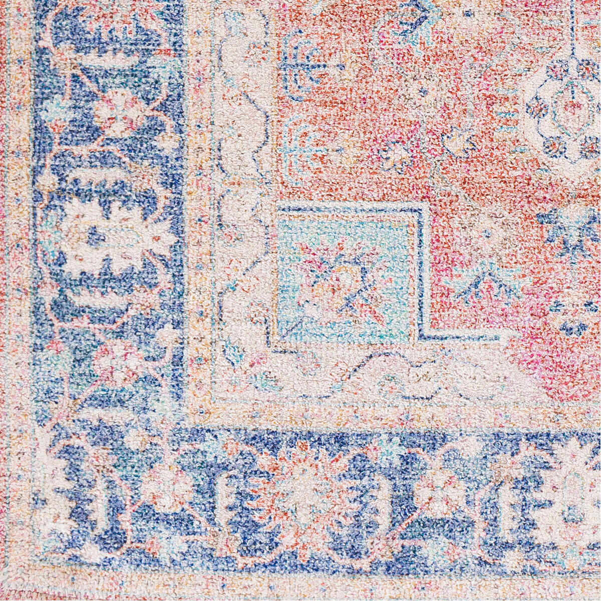 Sivas 144 X 102 inch Dark Blue/Cream/Beige/Mustard/Sky Blue/Dark Red Rugs, Rectangle