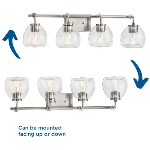Caisson 4 Light 32 inch Brushed Nickel Bath Vanity Wall Light