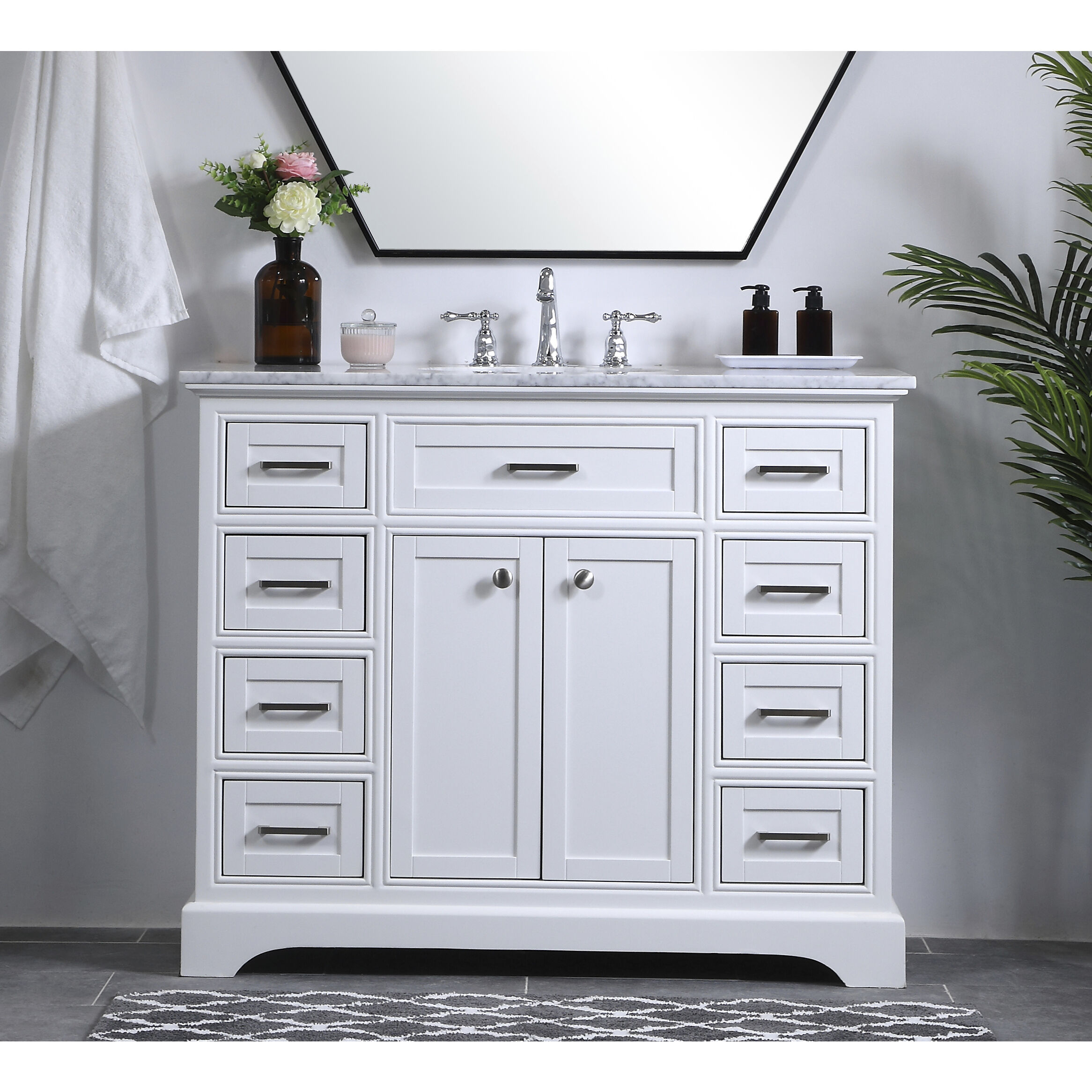 Americana 84 X 22 X 70 inch White Vanity Sink Set