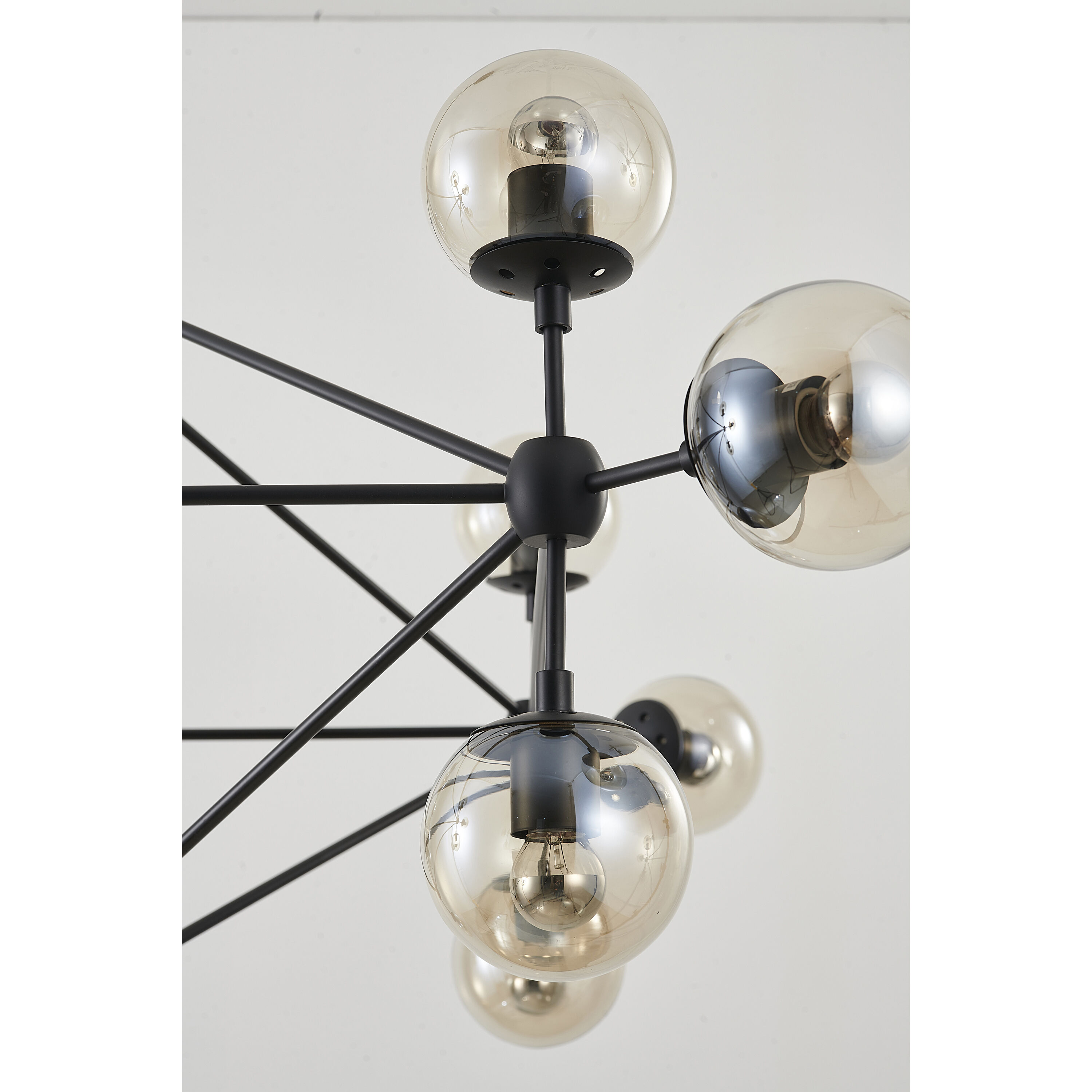 Canada 15 Light 51 inch Black Chandelier Ceiling Light, Geometric Sphere, Black Frame