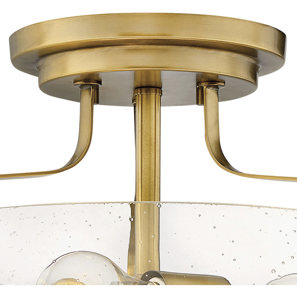 Harper 3 Light 14.5 inch Heritage Brass Indoor Semi-Flush Mount Ceiling Light in Clear Seedy