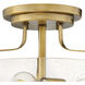 Harper 3 Light 14.5 inch Heritage Brass Indoor Semi-Flush Mount Ceiling Light in Clear Seedy