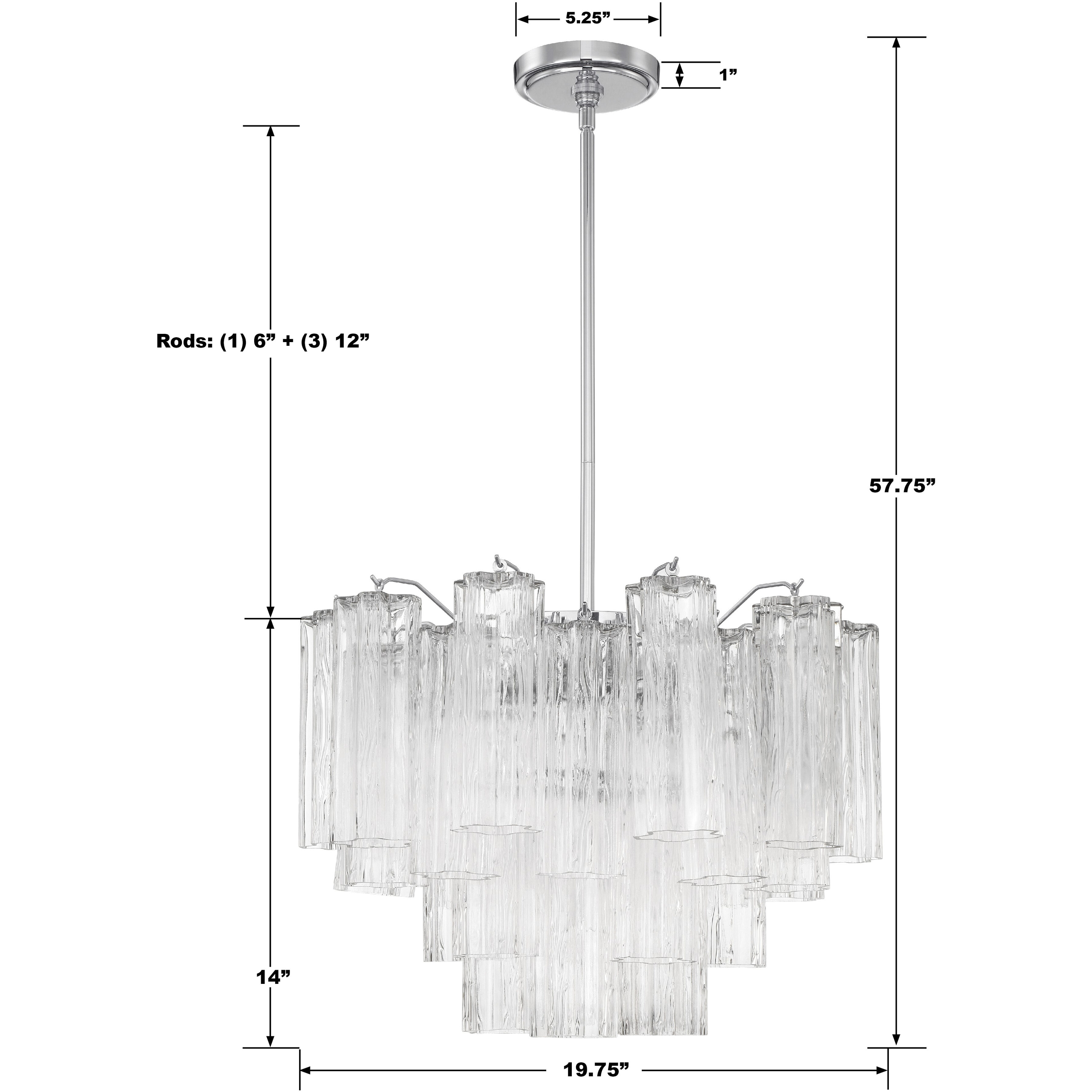 Addis 6 Light 19.75 inch Polished Chrome Chandelier Ceiling Light in Tronchi Glass Clear