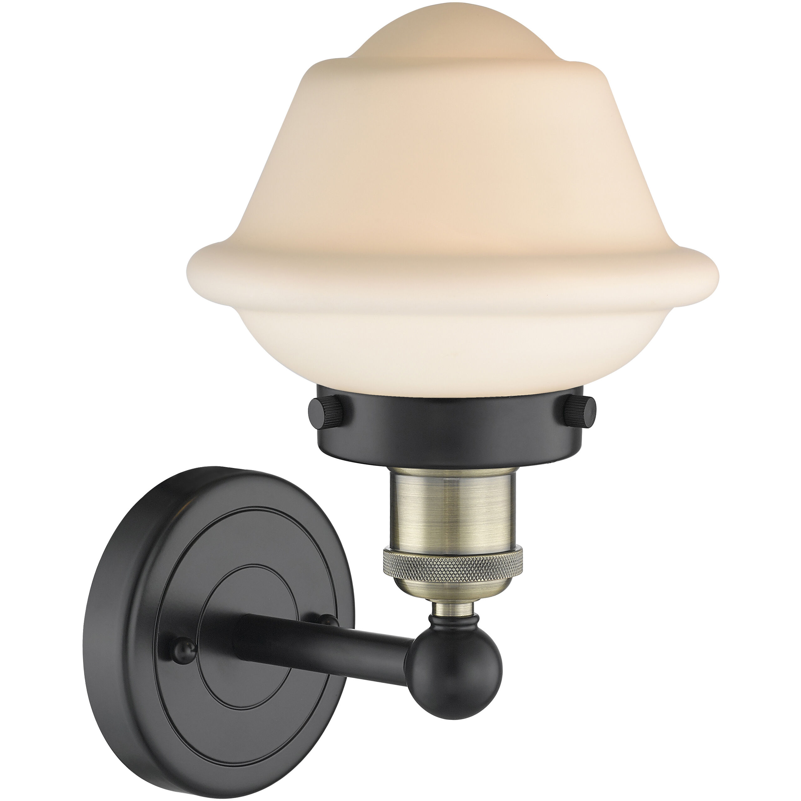 Oxford Sconce Wall Light in Black Antique Brass, Matte White