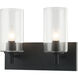 Candela 2 Light 13 inch Matte Black Wall Sconce Wall Light in Matte Black and Clear