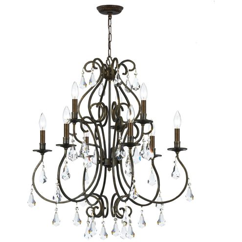 Ashton 9 Light 25.5 inch English Bronze Chandelier Ceiling Light in Clear Hand Cut