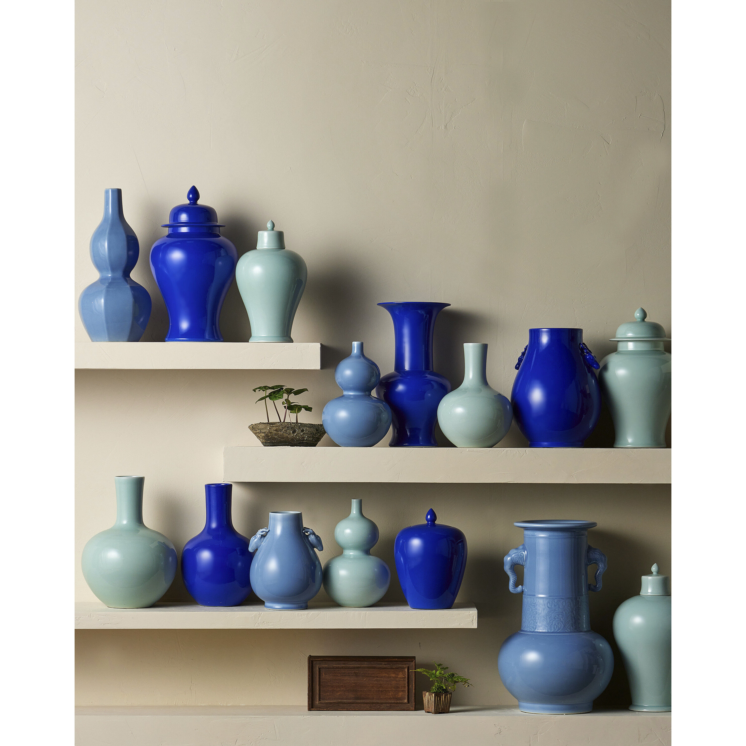 Sky Blue 22 X 13.5 inch Elephant Handles Vase