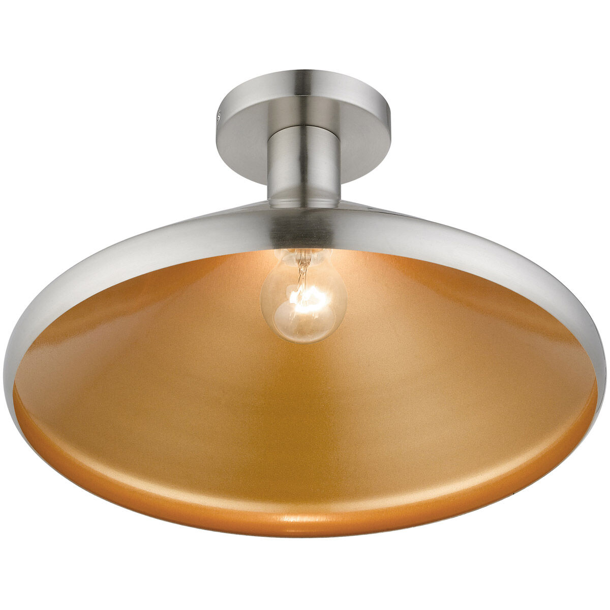 Geneva 1 Light 15 inch Brushed Nickel Semi-Flush Mount Ceiling Light