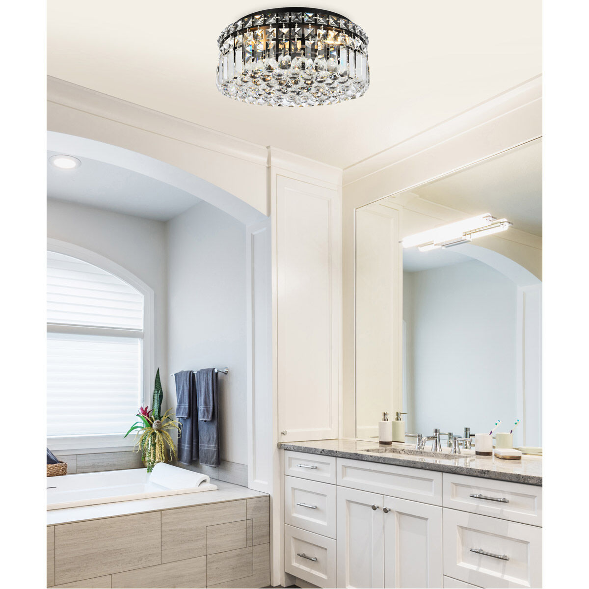 Maxime 4 Light 14 inch Black and Clear Flush Mount Ceiling Light