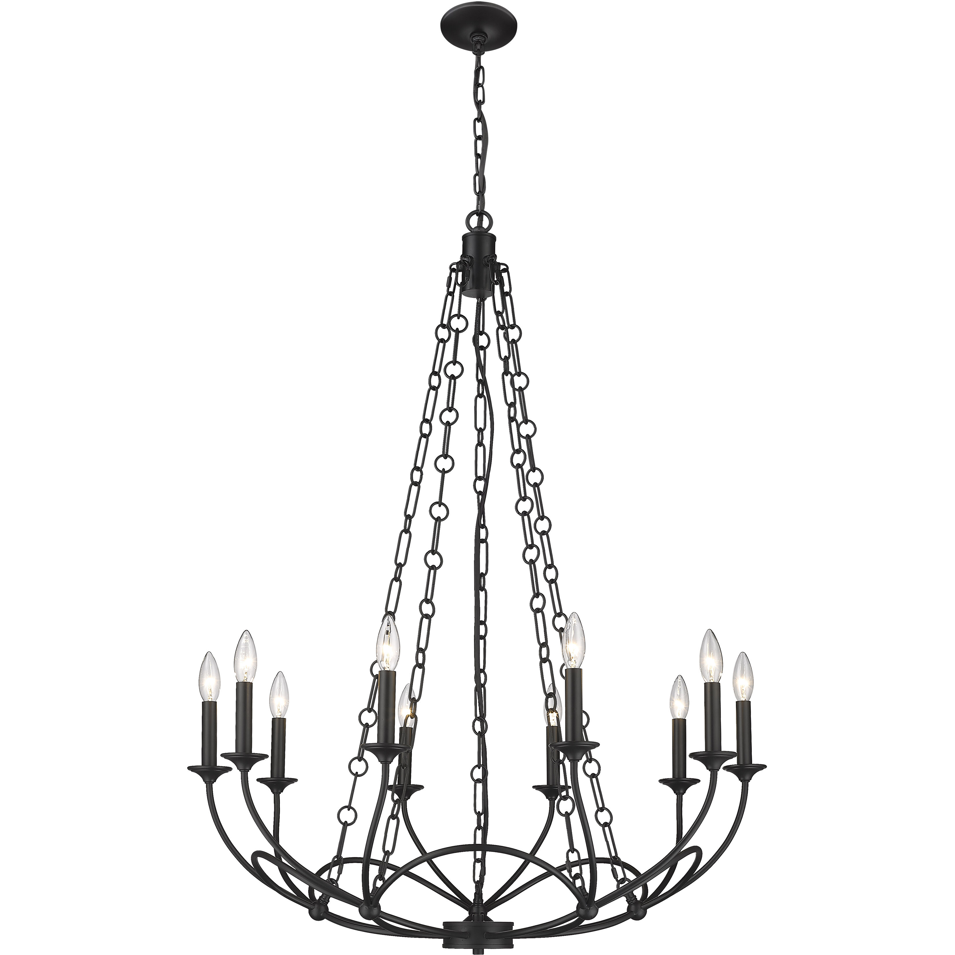 Arabella 10 Light 33 inch Matte Black Chandelier Ceiling Light