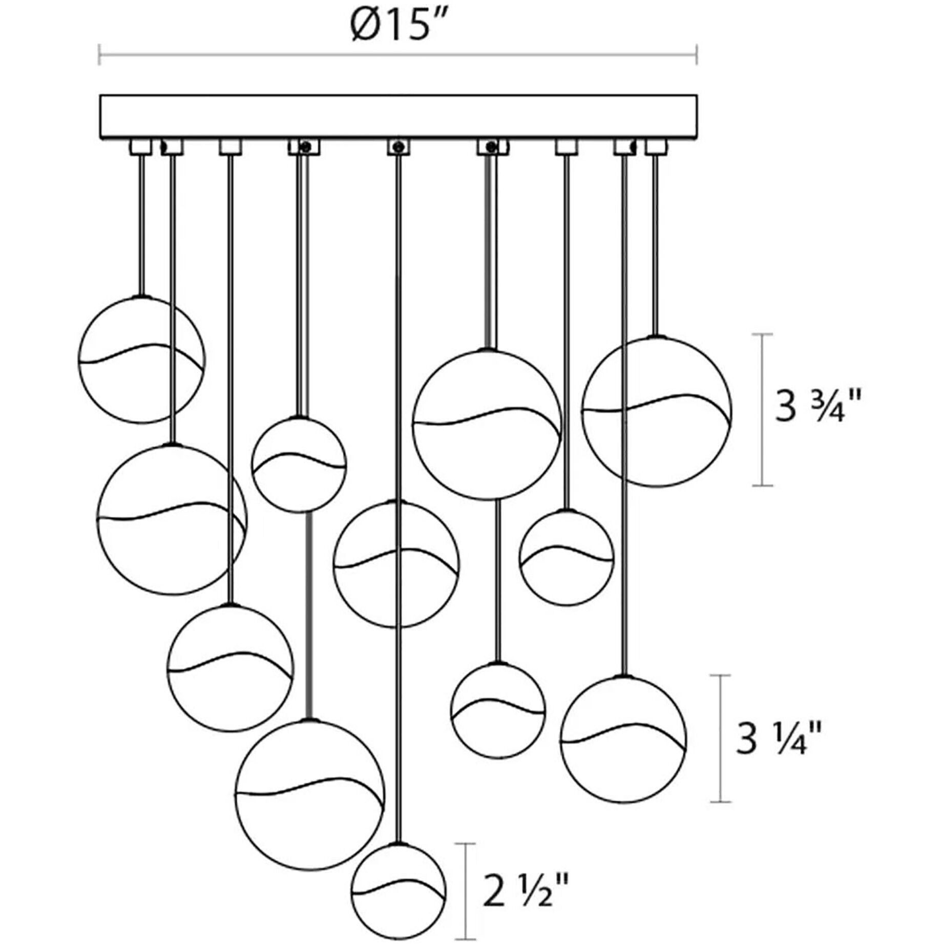 Grapes LED 17 inch Satin Nickel Cluster Pendant Ceiling Light in Large