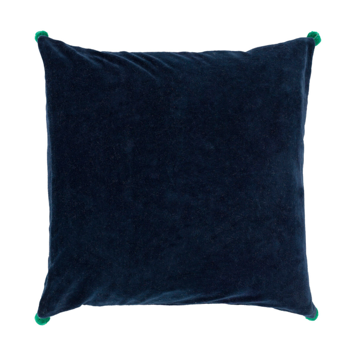 Velvet Poms 18 X 18 inch Navy and Grass Green Throw Pillow