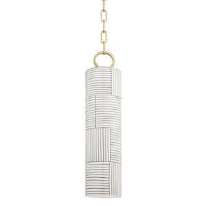 Brookville 1 Light 5 inch Aged Brass Stripe Pendant Ceiling Light