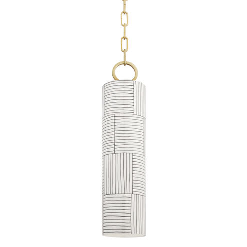 Brookville 1 Light 5 inch Aged Brass Stripe Pendant Ceiling Light