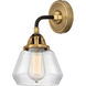 Nouveau 2 Fulton Sconce Wall Light in Black Antique Brass, Clear Glass