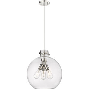 Newton Sphere 3 Light 16 inch Polished Nickel Pendant Ceiling Light in Seedy Glass