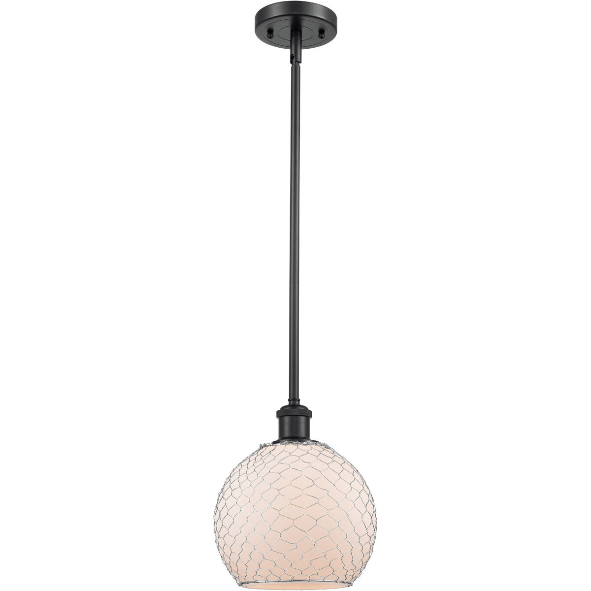 Ballston Farmhouse Chicken Wire 1 Light 8 inch Matte Black Pendant Ceiling Light, Ballston