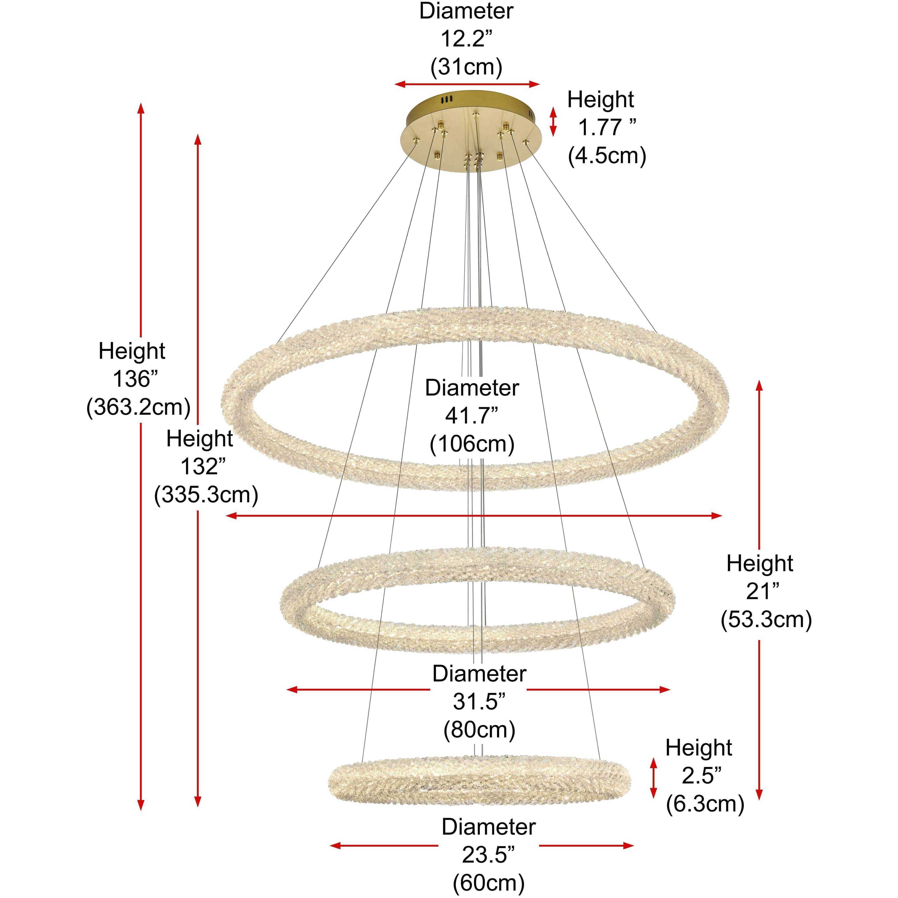 Bowen 3 Light 42 inch Satin Gold Chandelier Ceiling Light