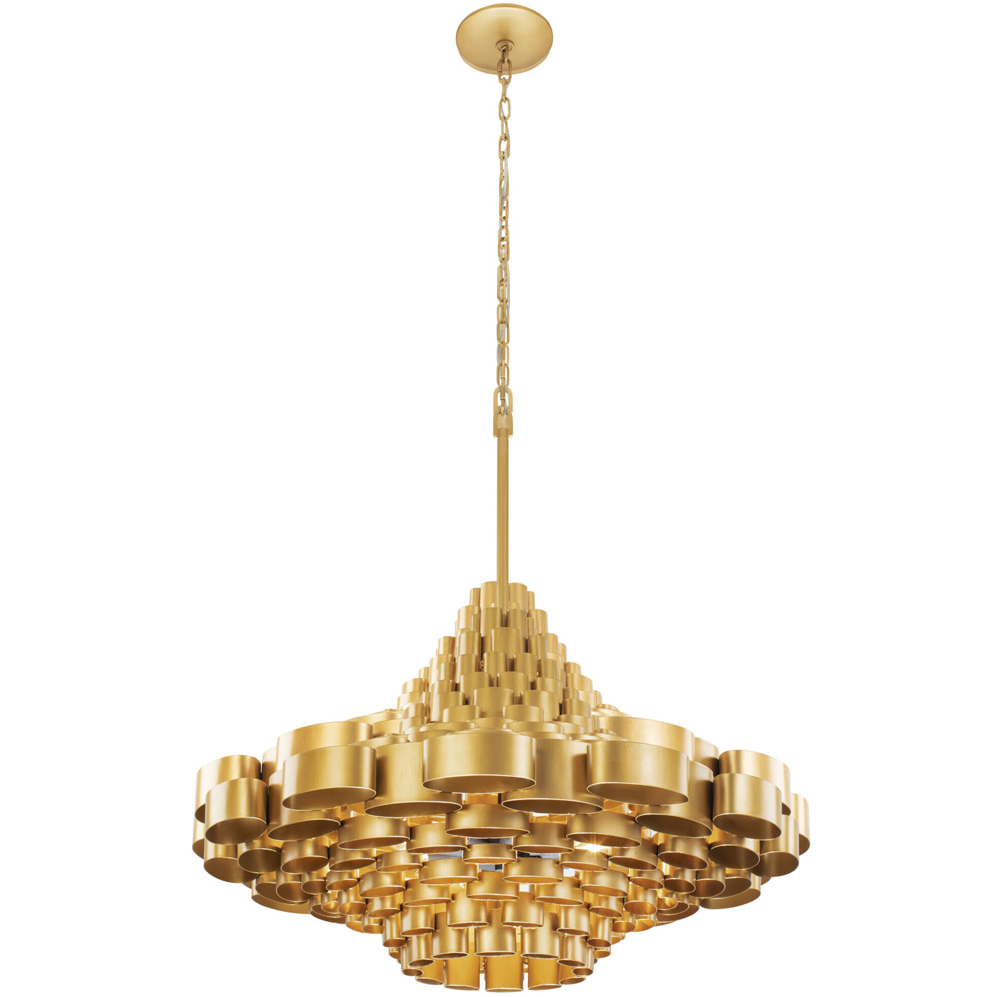 Totally Tubular 10 Light 36 inch Antique Gold and Carbon Black Pendant Ceiling Light