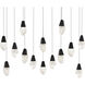 Beyond Martini LED 9.5 inch Black Multi-Light Pendant Ceiling Light in Optic, Linear Canopy