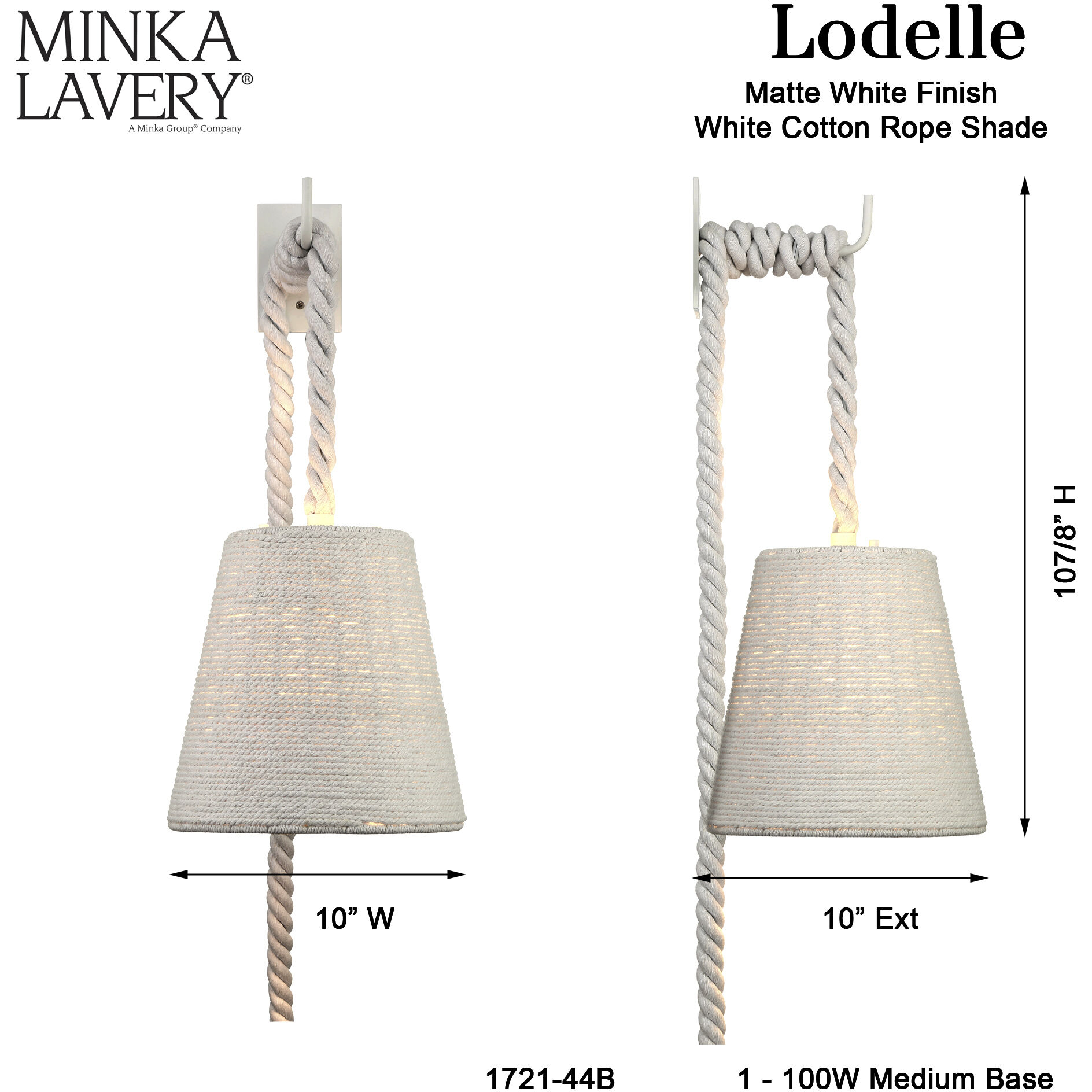 Lodelle 1 Light 10 inch Matte White Wall Sconce Wall Light