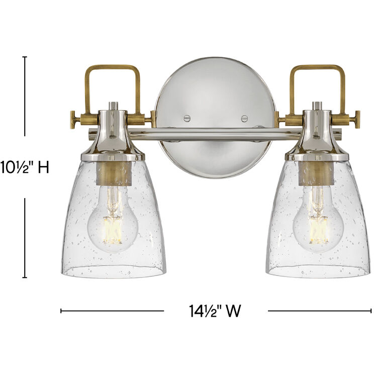 Easton 2 Light 14.5 inch Polished Nickel Bath Light Wall Light