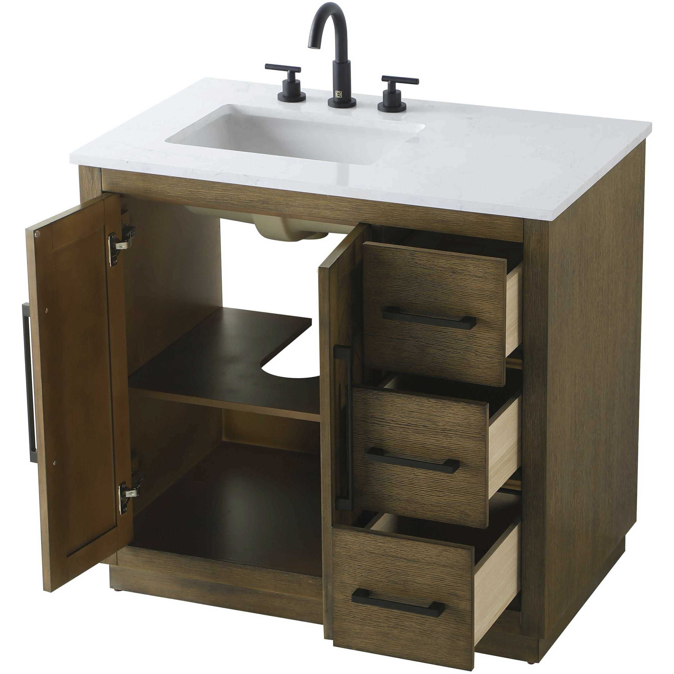 Chase 36 X 34 inch Hazel Oak Bathroom Vanity Cabinet