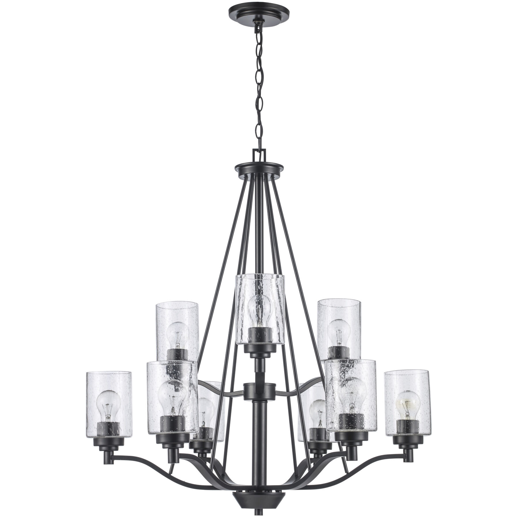 Mod Pod 9 Light 29.3 inch Black Chandelier Ceiling Light