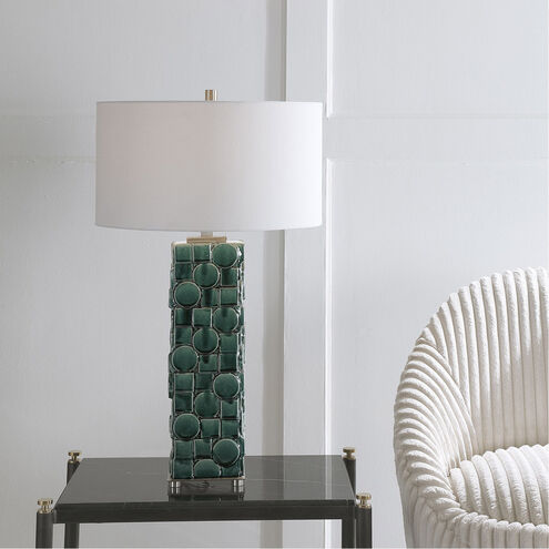 Geometry 31 inch 150.00 watt Emerald Green Glaze with Brushed Nickel Details Table Lamp Portable Light