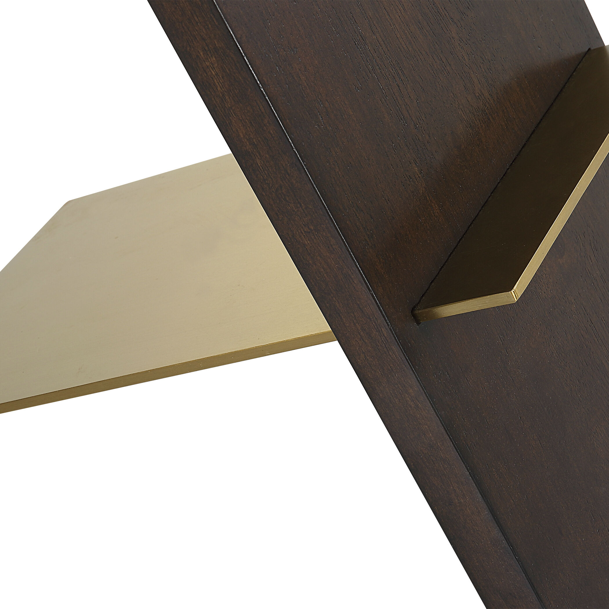 Breakthrough 22 X 17.25 inch Brushed Brass and Deep Brown Accent Table