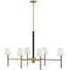 Saunders 6 Light 45 inch Black with Lacquered Brass Chandelier Ceiling Light