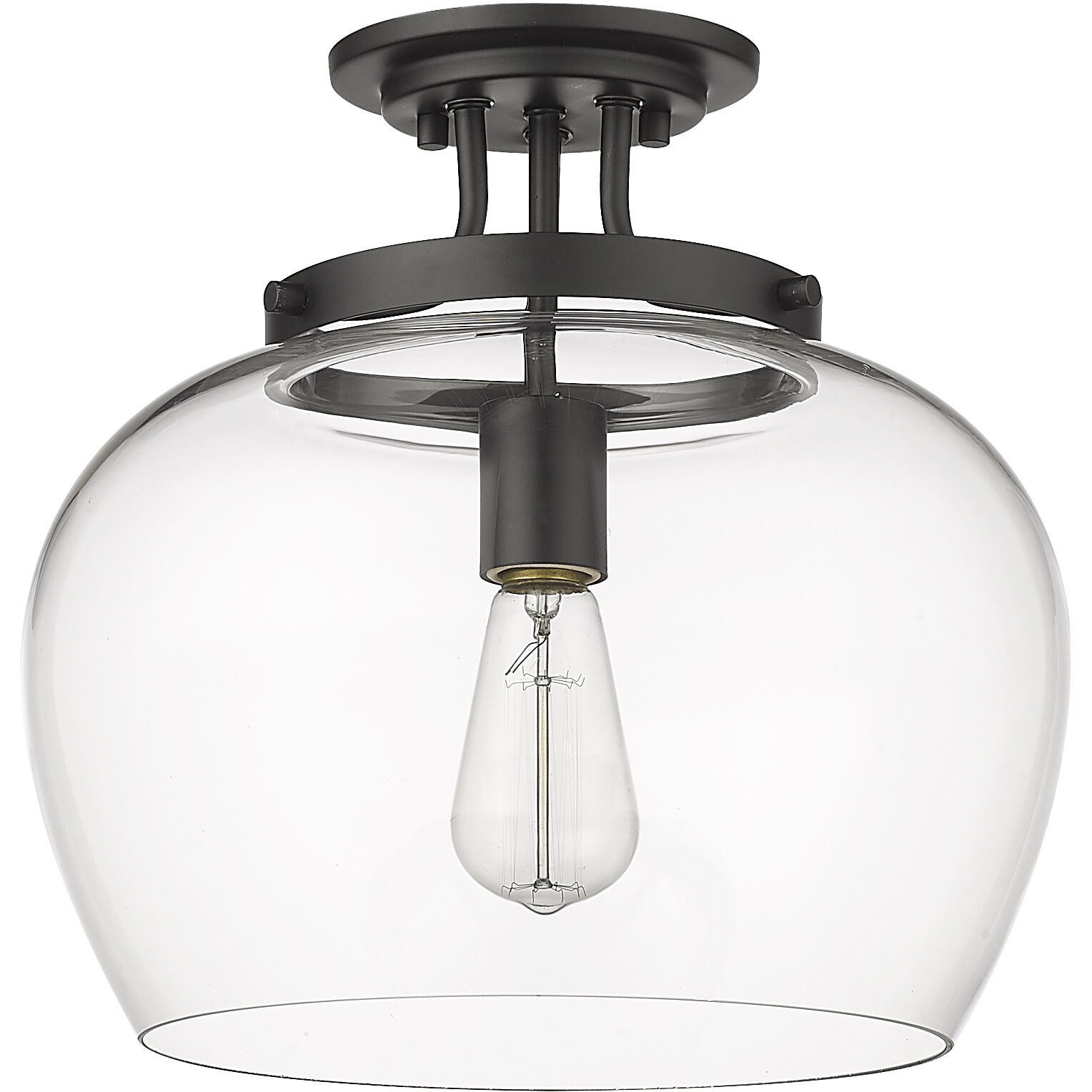 Joliet 1 Light 13 inch Matte Black Semi Flush Mount Ceiling Light