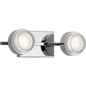 Harlaw LED 15 inch Chrome Bathroom Vanity Light Wall Light, 2 Arm