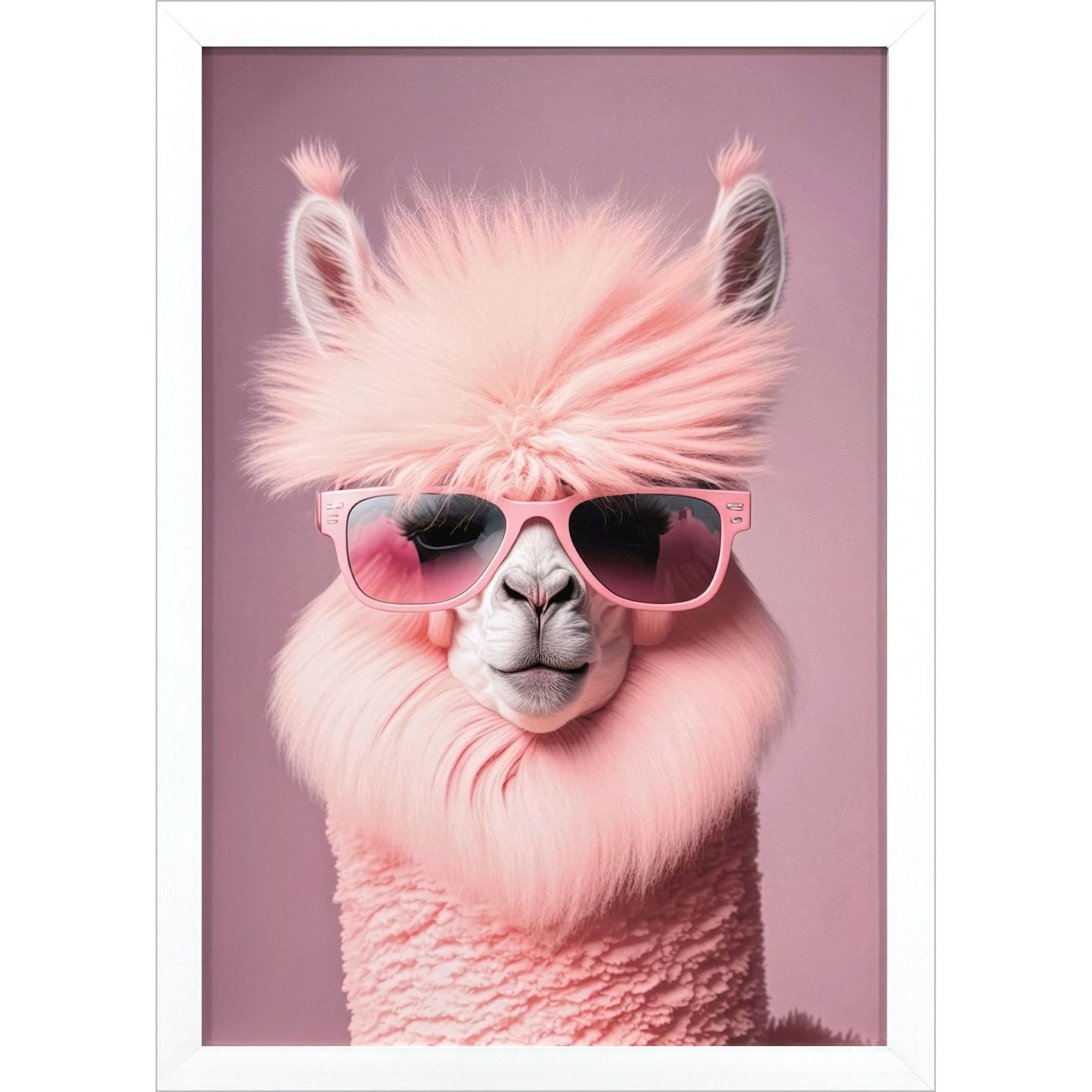 Llama in Sunglasses Pink Framed Art, Propac