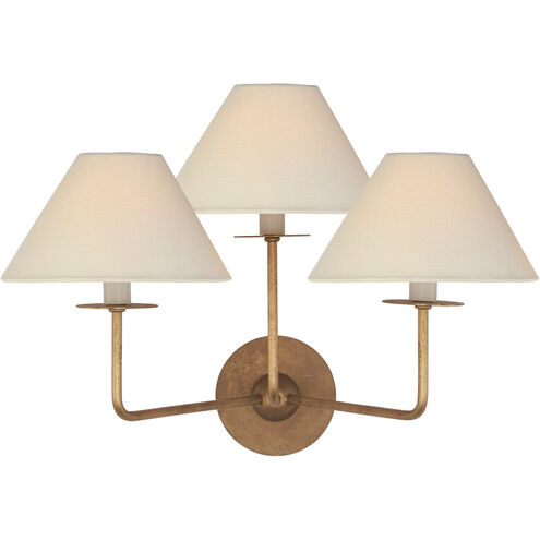 Niermann Weeks Kelley 3 Light 19 inch Gilded Iron Triple Sconce Wall Light, Medium