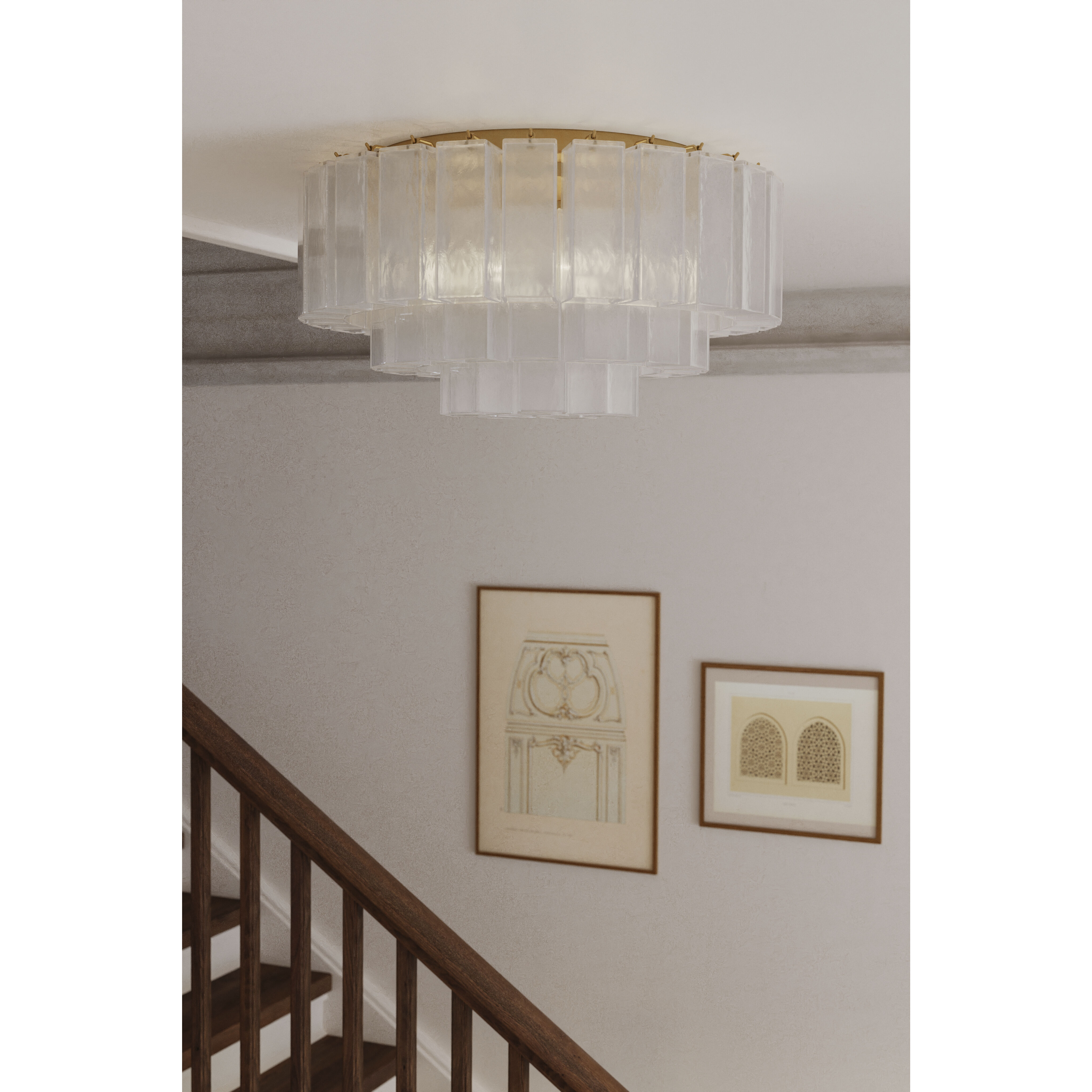Torvento 7 Light 28 inch Legacy Brass Flush Mount Ceiling Light in Clear Handmade Glass
