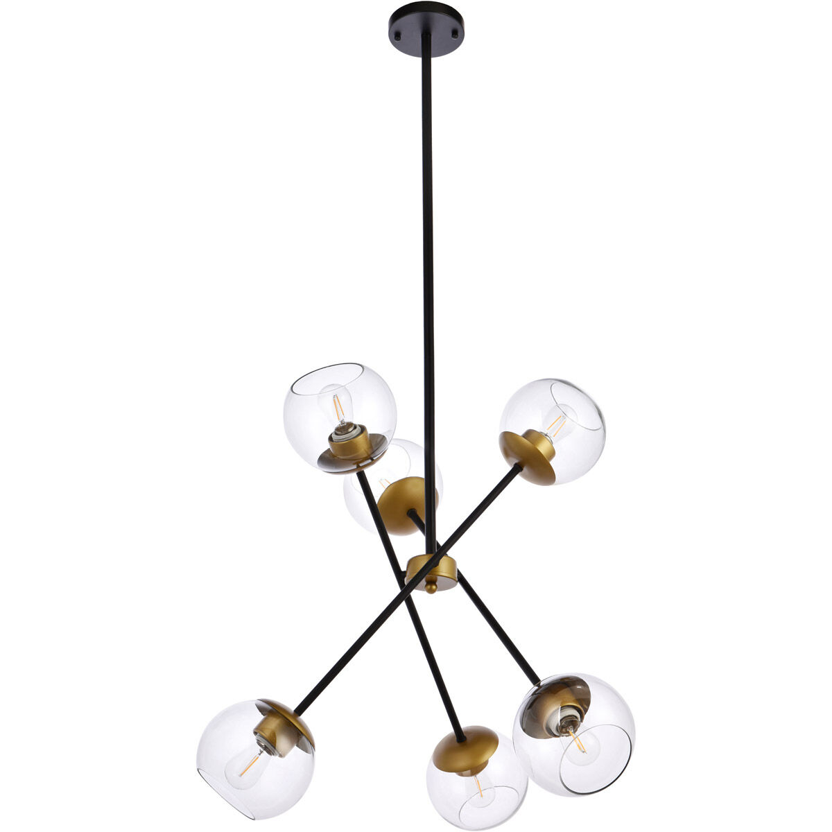 Axl 6 Light 24 inch Black and Brass Pendant Ceiling Light