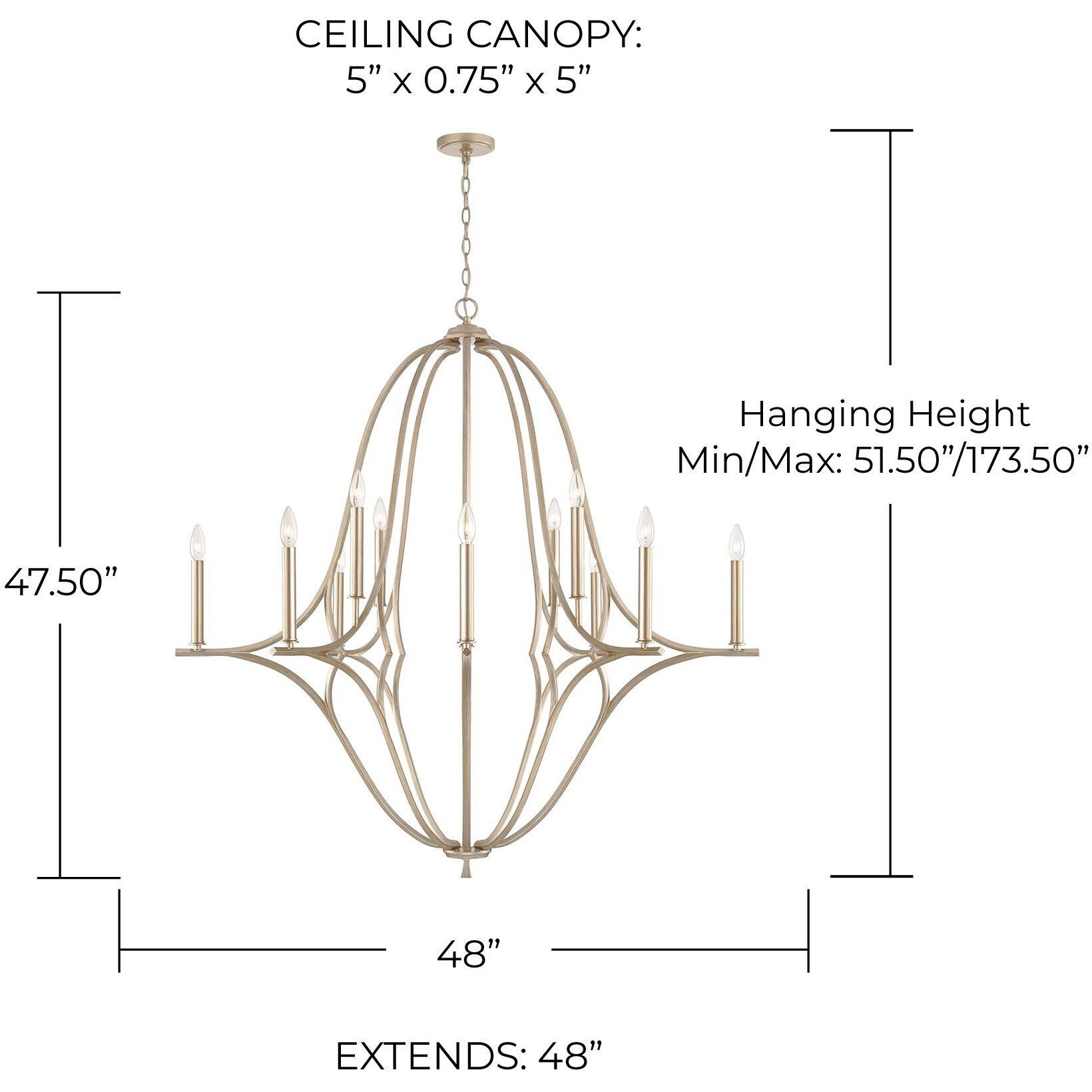 Claire 12 Light 48 inch Brushed Champagne Chandelier Ceiling Light