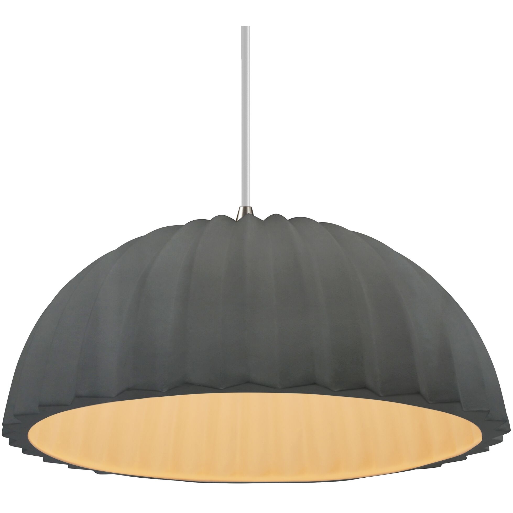 Radiance Collection - Pleated Dome Pendant Ceiling Light in Brushed Nickel, White Cord, Replaceable Bulb, Gloss Gray, Form+Finish+Function