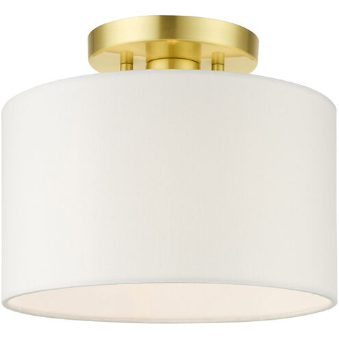 Meridian 1 Light 10 inch Satin Brass Semi Flush Ceiling Light