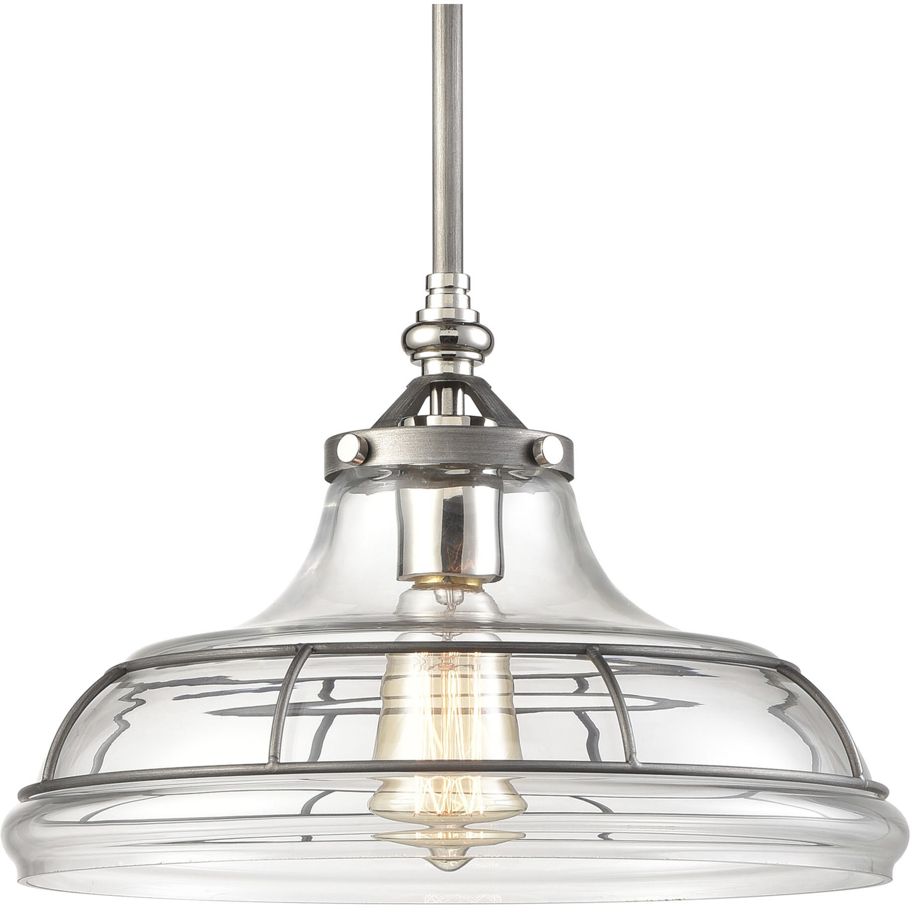 Dunkirk 1 Light 13 inch Weathered Zinc with Polished Nickel Pendant Ceiling Light