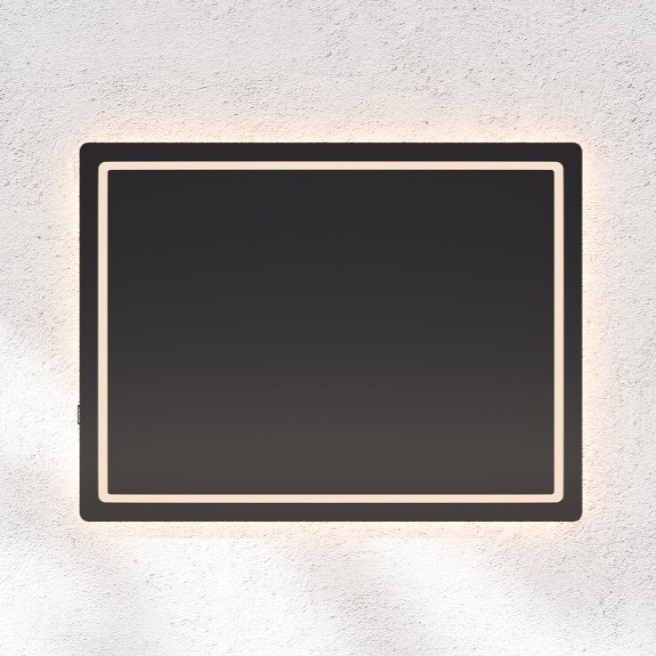Compact 48 X 36 inch Black LED Lighted Mirror, Vanita by Oxygen