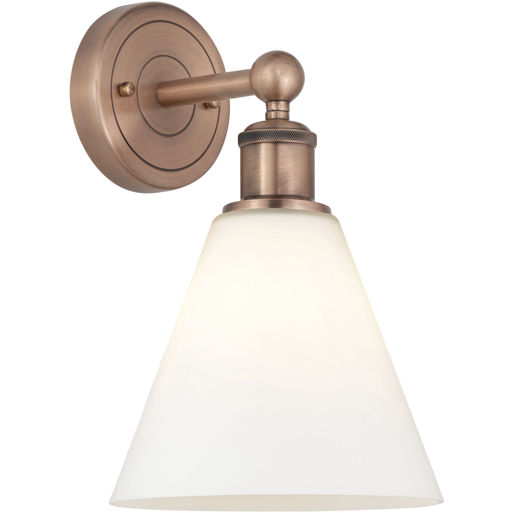 Berkshire Sconce Wall Light in Antique Copper, Matte White