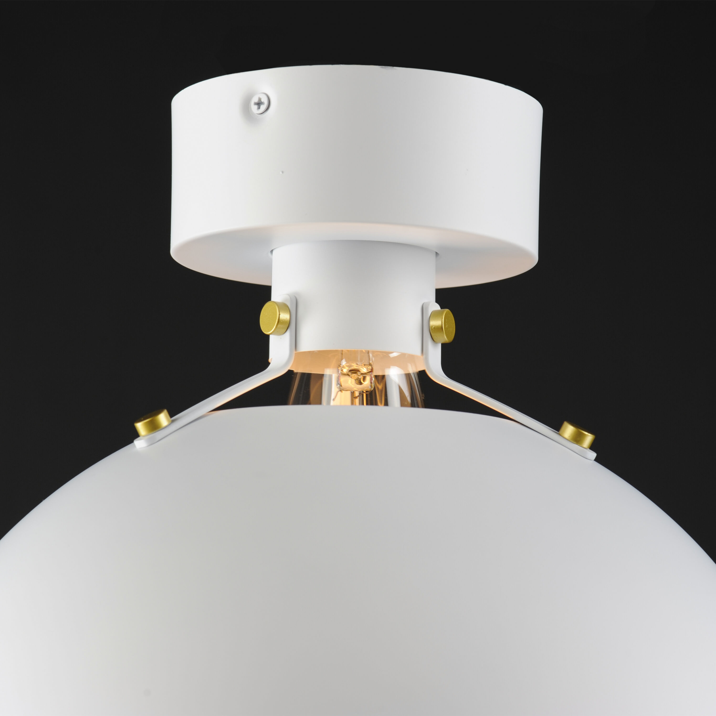 Dawn 1 Light 12 inch White/Satin Brass Semi-Flush Mount Ceiling Light in White and Satin Brass