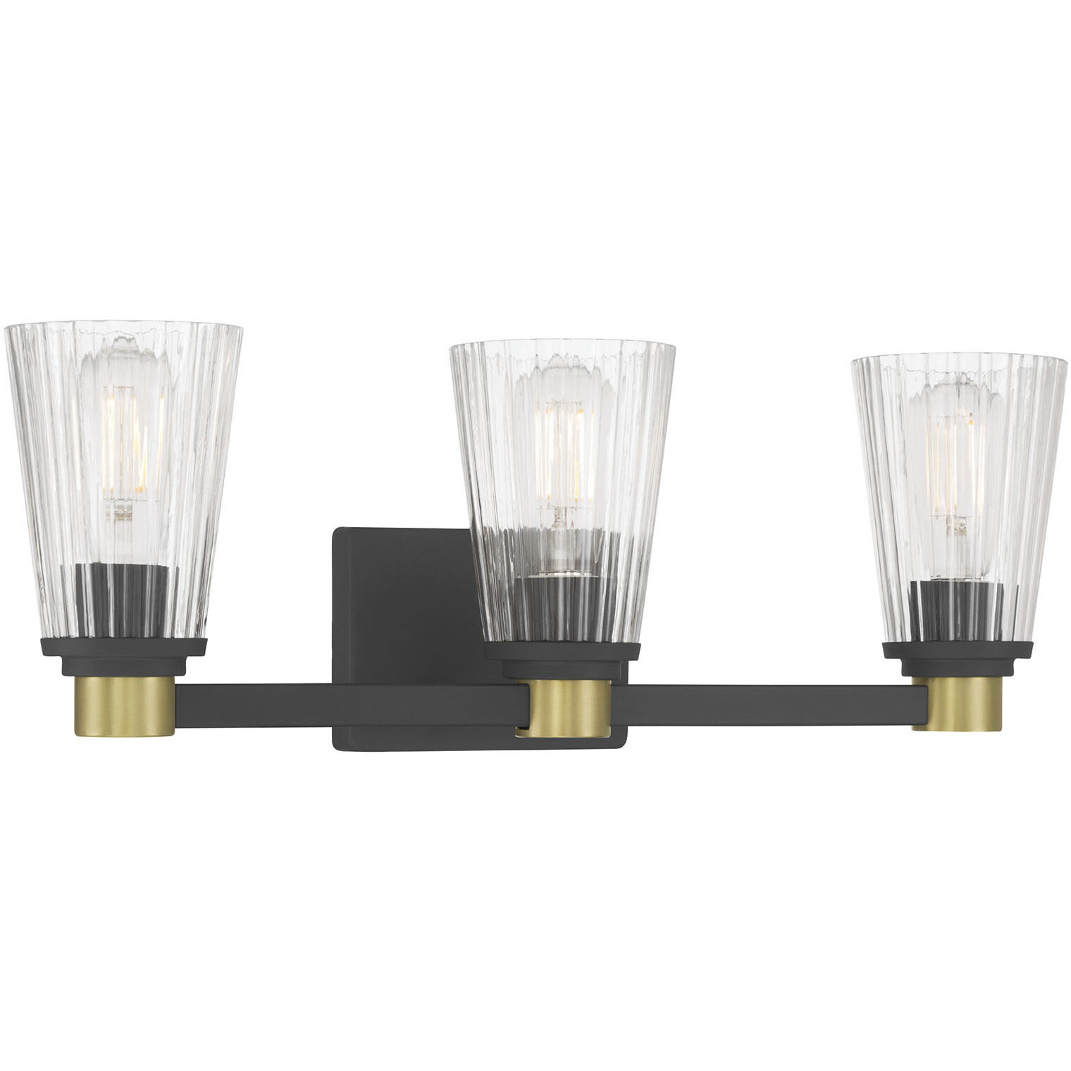 Lustria 3 Light 21.75 inch Matte Black and Vintage Brass Bathroom Vanity Light Wall Light