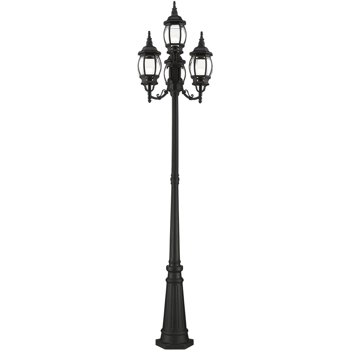Frontenac 4 Light 93 inch Textured Black Outdoor Post Light