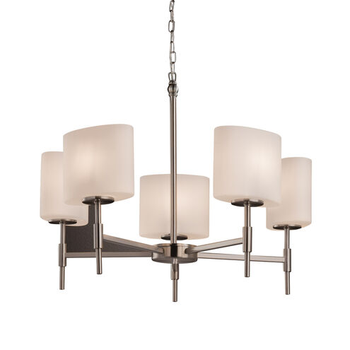 Fusion LED 24 inch Brushed Nickel Chandelier Ceiling Light in 3500 Lm LED, Opal, Oval