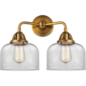 Nouveau 2 Large Bell LED 16 inch Brushed Brass Bath Vanity Light Wall Light in Clear Glass