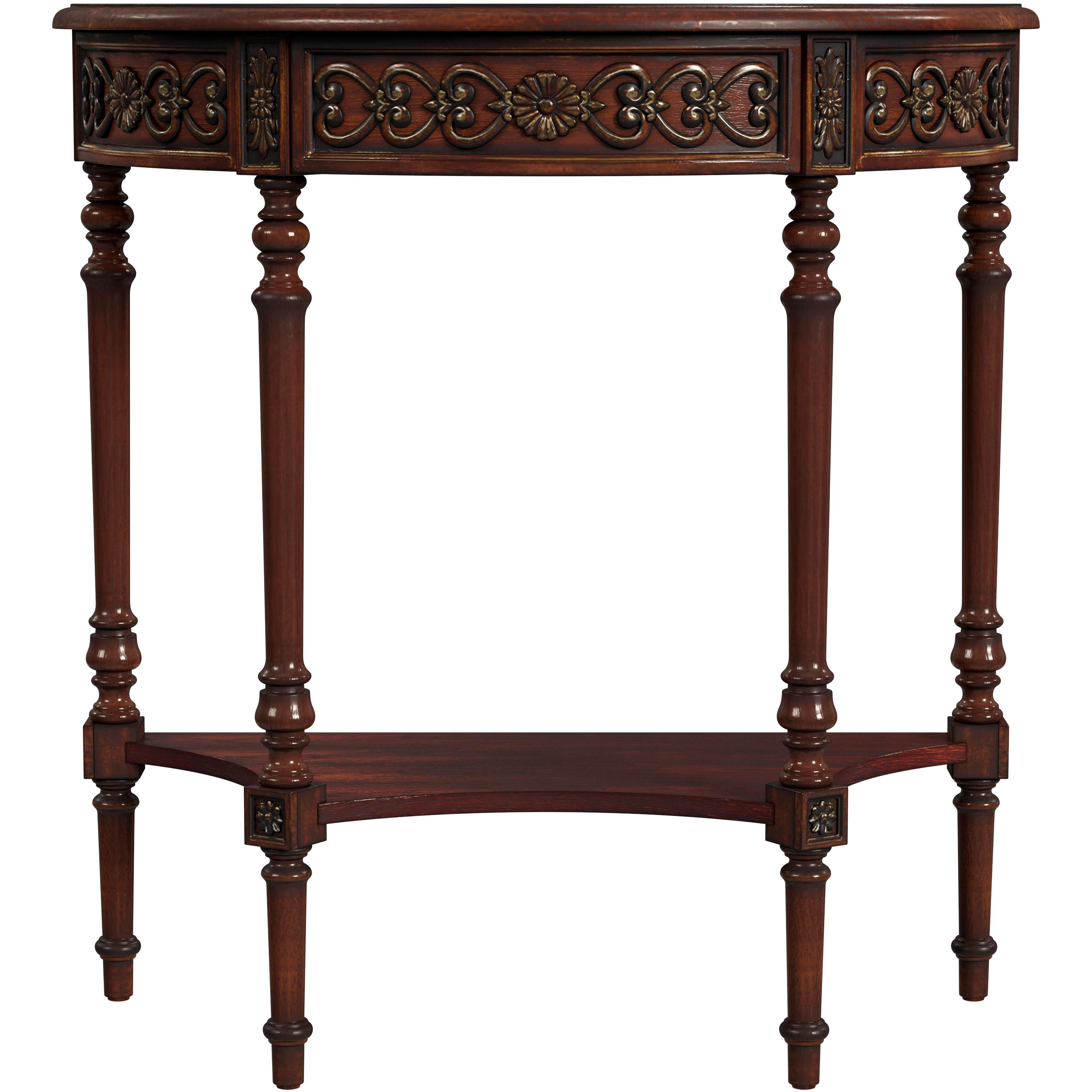 Danelle Demilune 30" Console Table in Medium Brown