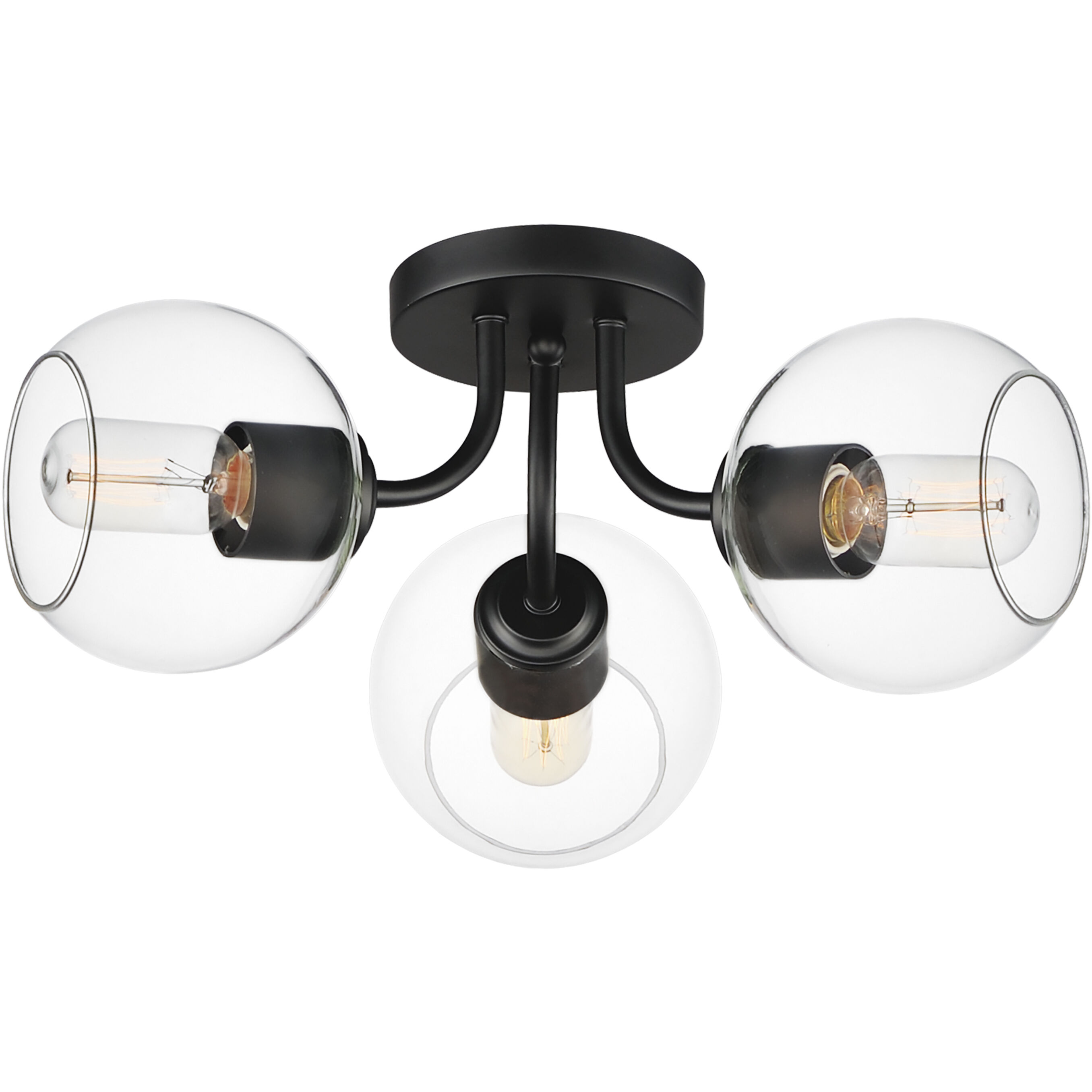 Knox 3 Light 18 inch Black Semi Flush Mount Ceiling Light